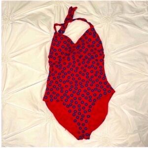 Old Navy Women’s Red and Blue Polka Dot One Piece Swimsuit M